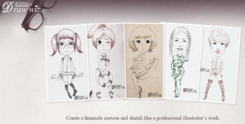 DrawWiz (โปรแกรม DrawWiz สร้างรูปการ์ตูน สเก็ตผู้หญิง) : 