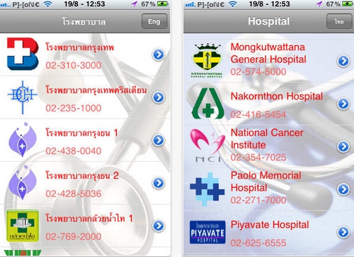 Bangkok Thailand Hospitals (App รวมข้อมูลโรงพยาบาล บริเวณกรุงเทพ) : 