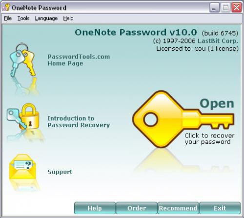OneNote Password (โปรแกรม OneNote Password กู้รหัสผ่าน OneNote) : 