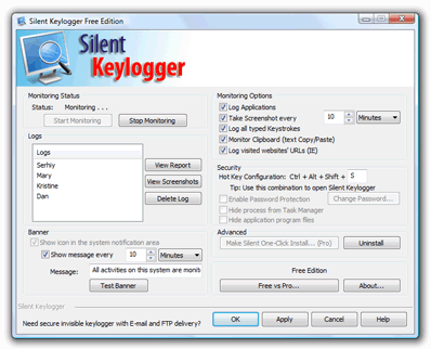 Silent Keylogger Free Edition : 
