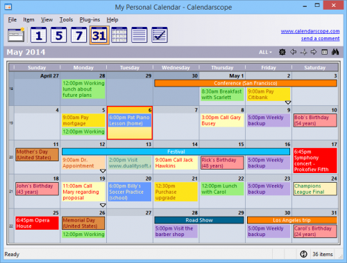 Calendarscope (โปรแกรม ปฏิทินจัดการตารางทำงาน ฟรี) : 