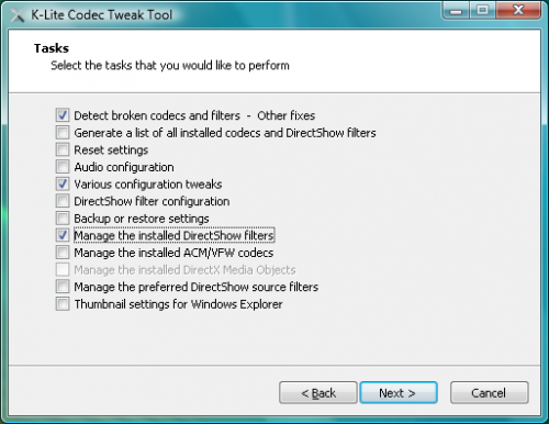 K-Lite Codec Tweak Tool (โปรแกรมแก้โค้ดเล่นวีดิโอ) : 