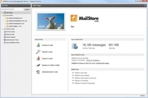 MailStore Home (โปรแกรม MailStore สำรองข้อมูลอีเมล เก็บบนเครื่อง) : 