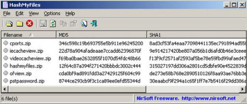 HashMyFiles (โปรแกรมหาค่า Hash ไฟล์ ทั้งแบบ MD5 และ SHA1) : 