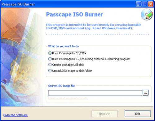 Passcape ISO Burner (ไรท์แผ่น CD DVD จาก ISO อิมเมจไฟล์) : 