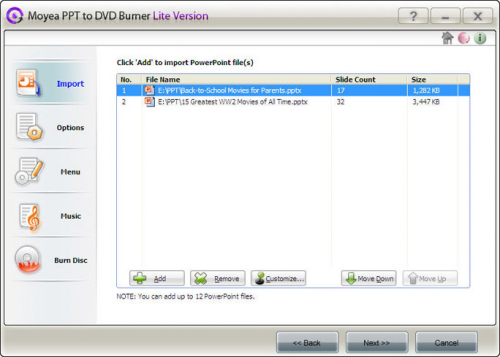 Moyea PPT to DVD Burner Lite (โปรแกรมแปลงไฟล์ PPT เป็นวิดีโอ) : 