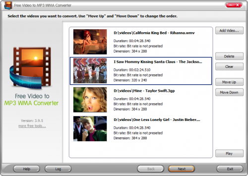 Free Video to MP3 WMA Converter : 