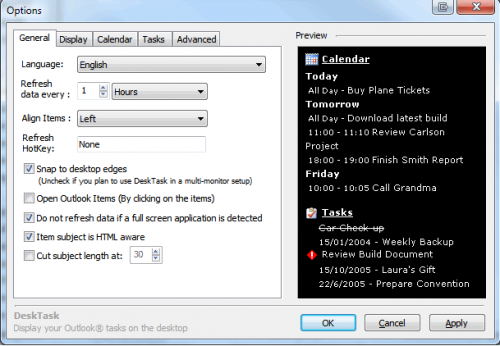 DeskTask for Outlook (โปรแกรม DeskTask ดูปฏิทิน ดูอีเมล บน Desktop) : 