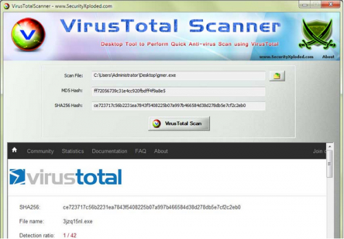 VirusTotal Scanner (โปรแกรมสแกน Malware แบบเร่งด่วน) : 