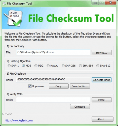 File Checksum Tool (โปรแกรมเช็คไฟล์เสีย ตรวจสอบความถูกต้องของไฟล์) : 