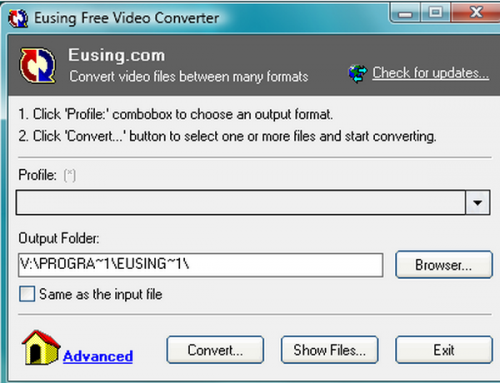 Eusing Free Video Converter (โปรแกรม แปลงไฟล์วิดีโอ ฟรี) : 