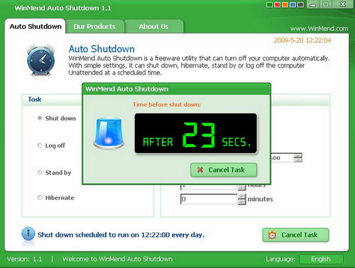 WinMend Auto Shutdown (โปรแกรม ตั้งเวลาปิดคอมอัตโนมัติ ฟรี) : 