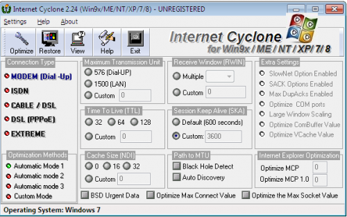 Internet Cyclone (โปรแกรมเพิ่มความเร็ว Internet ต่อเน็ตเร็วขึ้น 200%) 2.29