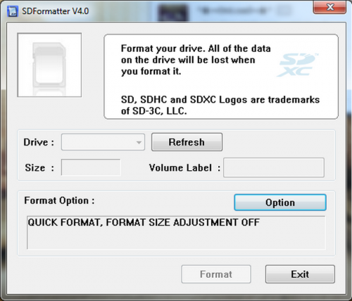 SD Card Formatter (โปรแกรมฟอแมต SD การ์ด SDHC SDXC การ์ดกล้อง) : 