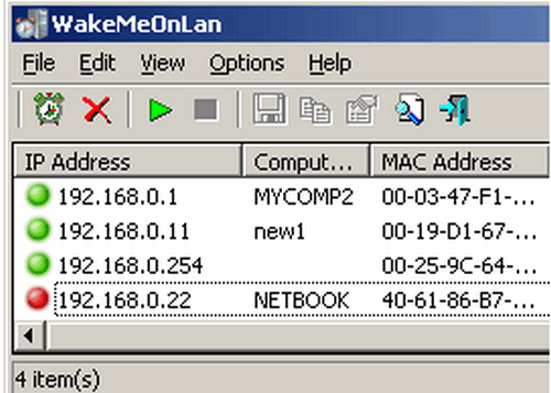 WakeMeOnLan (โปรแกรมสั่งเปิด ปิดเครื่องผ่าน LAN ในวงแลน) : 