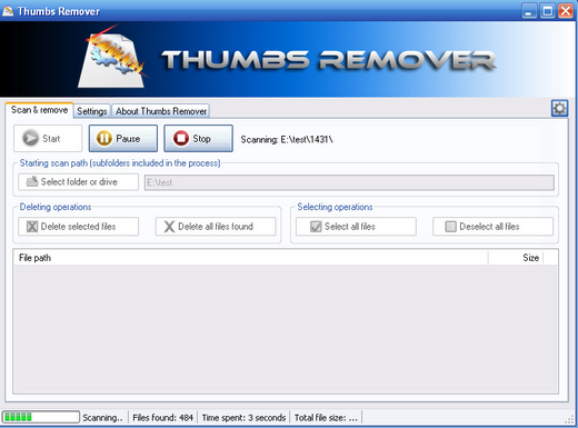 Thumbs Remover (โปรแกรมลบไฟล์ Thumbnail ตัวอย่างรูป) : 