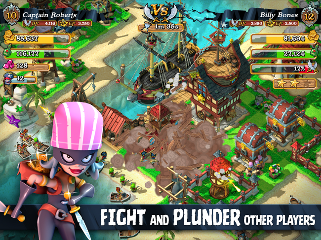 Plunder Pirates (App เกมส์โจรสลัดสร้างเกาะ ถล่มเมือง) : 