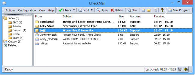 CheckMail (โปรแกรม CheckMail แจ้งเตือนอีเมลเข้า) : 