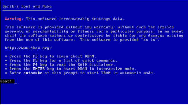 Dariks Boot and Nuke (โปรแกรมลบไฟล์ ลบข้อมูล Harddisk ถาวร) : 