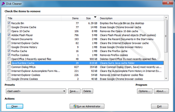 Disk Cleaner (โปรแกรม กำจัดไฟล์ขยะ เพิ่มพื้นที่ว่างในฮาร์ดไดรฟ์) : 