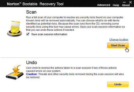 Norton Bootable Recovery Tool (โปรแกรมช่วยบูต คอมบูตไม่ติด ช่วยได้) : 
