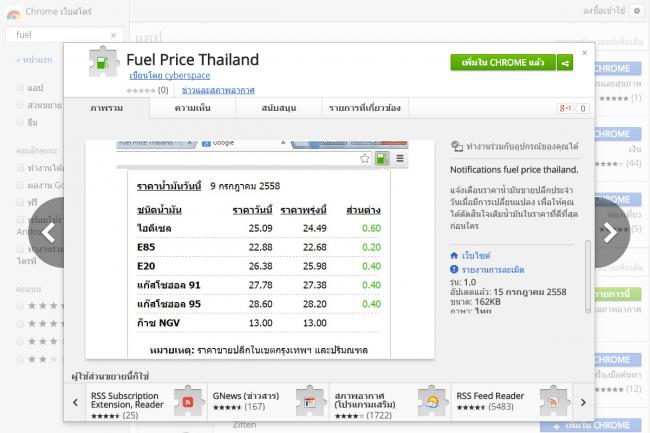 Fuel Price Thailand (ส่วนเสริม Google Chrome เช็คราคาน้ำมัน) : 
