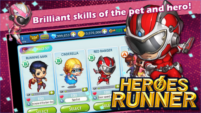HeroesRunner (App เกมส์ฮีโร่วิ่งตะลุยด่านเก็บเหรียญ) : 