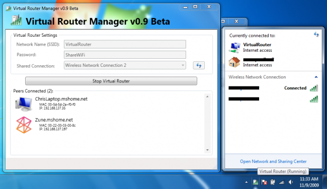 Virtual Router Manager (โปรแกรมแชร์สัญญาน Wi-Fi จากคอมพิวเตอร์) : 