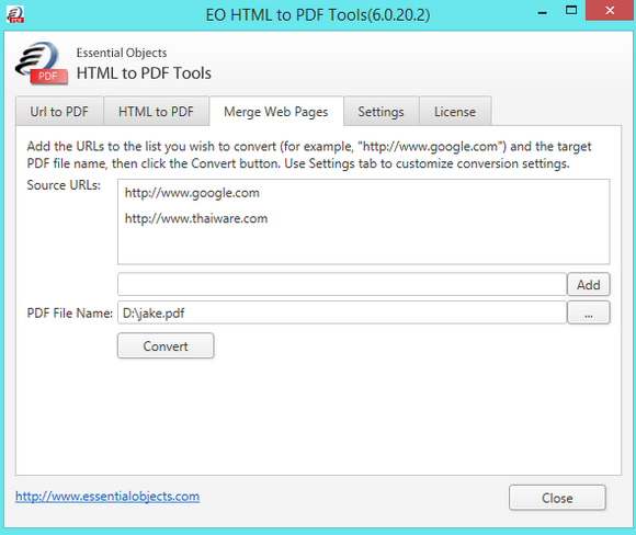 HTML to PDF Tools (โปรแกรมแปลงเว็บเพจ เป็น PDF ฟรี) : 