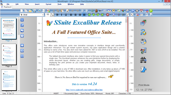 SSuite Office Excalibur (โปรแกรมออฟฟิศ WordGraph และ Accel ฟรี) : 