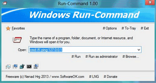 Run Command (โปรแกรมรันคำสั่ง ส่งคำสั่ง แบบพิมพ์เองบน Windows) : 