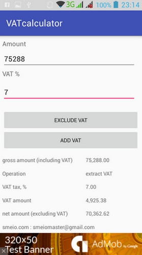 VAT Calculator (App คำนวณภาษีมูลค่าเพิ่ม) : 