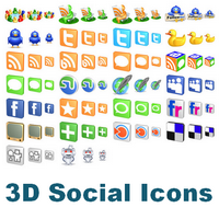 Free 3D Social Icons (รวมไอคอน โซเชียลเน็ตเวิร์ค หลายขนาด)