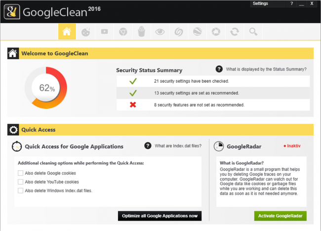 GoogleClean (โปรแกรม GoogleClean ล้างไฟล์ขยะจากกูเกิ้ล) : 