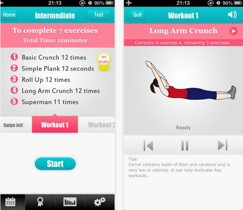 Abs Workouts (App ออกกำลังกาย เพื่อ หน้าท้องแบนราบ) : 