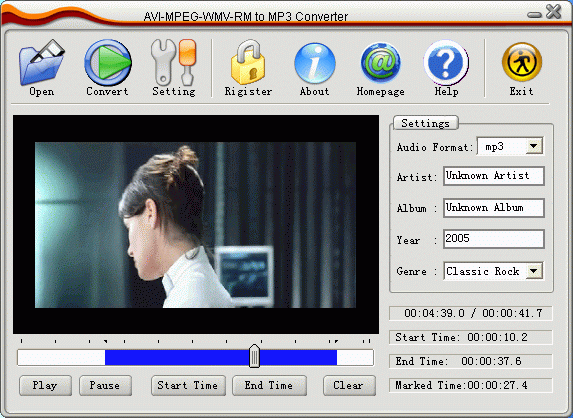 Allok AVI MPEG WMV RM to MP3 Converter : 