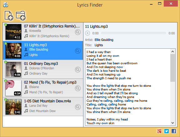 Lyrics Finder (โปรแกรม Lyrics Finder ค้นหาเนื้อเพลง) : 