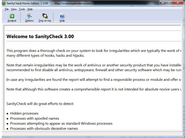 SanityCheck (โปรแกรม SanityCheck กันภัยร้ายจากรูทคิท มัลแวร์) : 