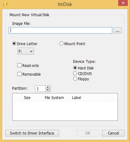 ImDisk Toolkit (เครื่องเม้าท์ไฟล์ Image จำลอง Drive ด้วยวิธีทำแรมดิสก์) : 