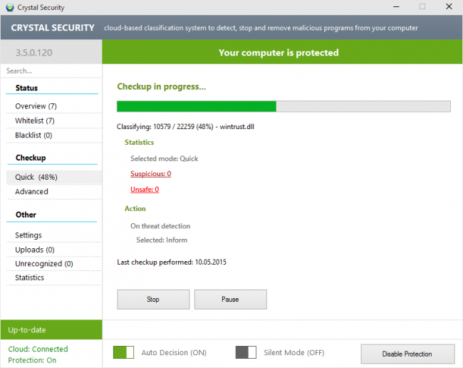 Crystal Security (ตรวจจับมัลแวร์ ลบ Malware ด้วยเทคโนโลยี Cloud) : 