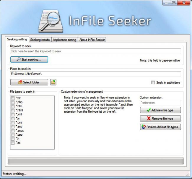 InFile Seeker (โปรแกรม InFile Seeker ค้นหาคำ ข้อความในไฟล์ ฟรี) : 
