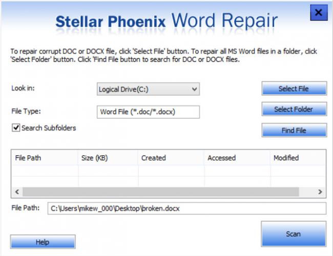 Stellar Phoenix Word Repair (โปรแกรมซ่อมไฟล์เอกสาร Word) : 