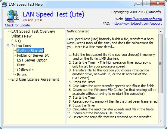 LAN Speed Test (โปรแกรมทดสอบความเร็ว ของ LAN) : 