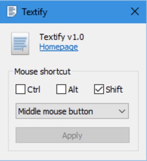 Textify (โปรแกรม Copy ข้อความ ที่เลือกไม่ได้ ไปลง Clipboard) : 