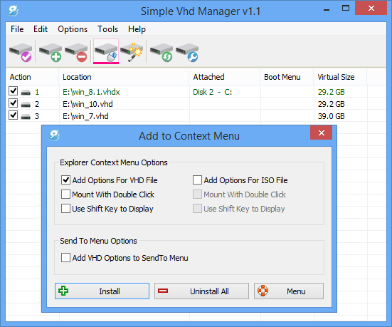 Simple VHD Manager (โปรแกรมสร้างไดร์ฟจำลอง Virtual Hard disk) : 
