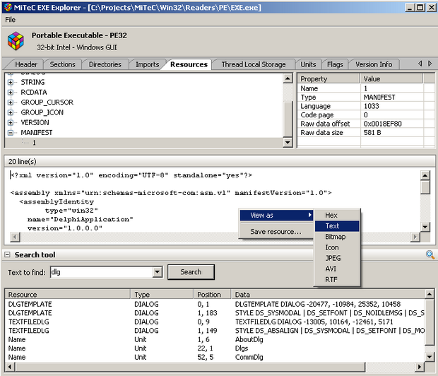 MiTeC EXE Explorer (โปรแกรม EXE Explorer ดูรายละเอียดไฟล์ EXE ฟรี) : 