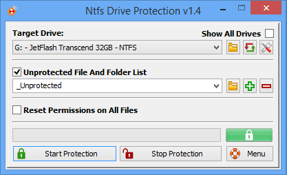NTFS Drive Protection (โปรแกรม ป้องกัน USB จากไวรัส Autorun) : 