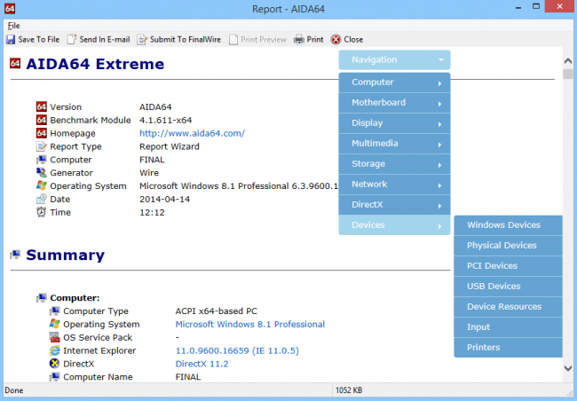 AIDA64 Extreme Edition (โปรแกรม AIDA64 เปรียบเทียบ ความสามารถ Hardware) : 
