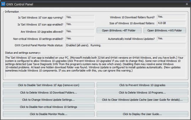 GWX Control Panel (โปรแกรม GWX Control Panel หยุดการอัพเดทอัตโนมัติของ Windows 10) : 