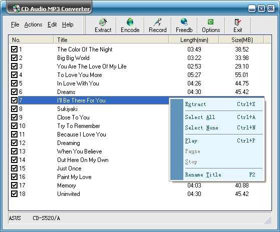 CD Audio MP3 Converter (แปลงเพลงจากแผ่น Audio CD เป็นไฟล์ MP3 WAV OGG) : 